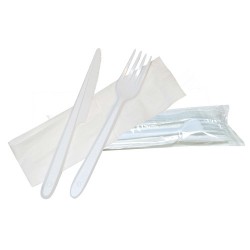 Kit couverts plastique jetable blanc Starck